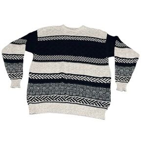 Vintage LIBERTY By OLD GLORY Crewneck Print Grandpa-Core Cotton Sweater SZ:L